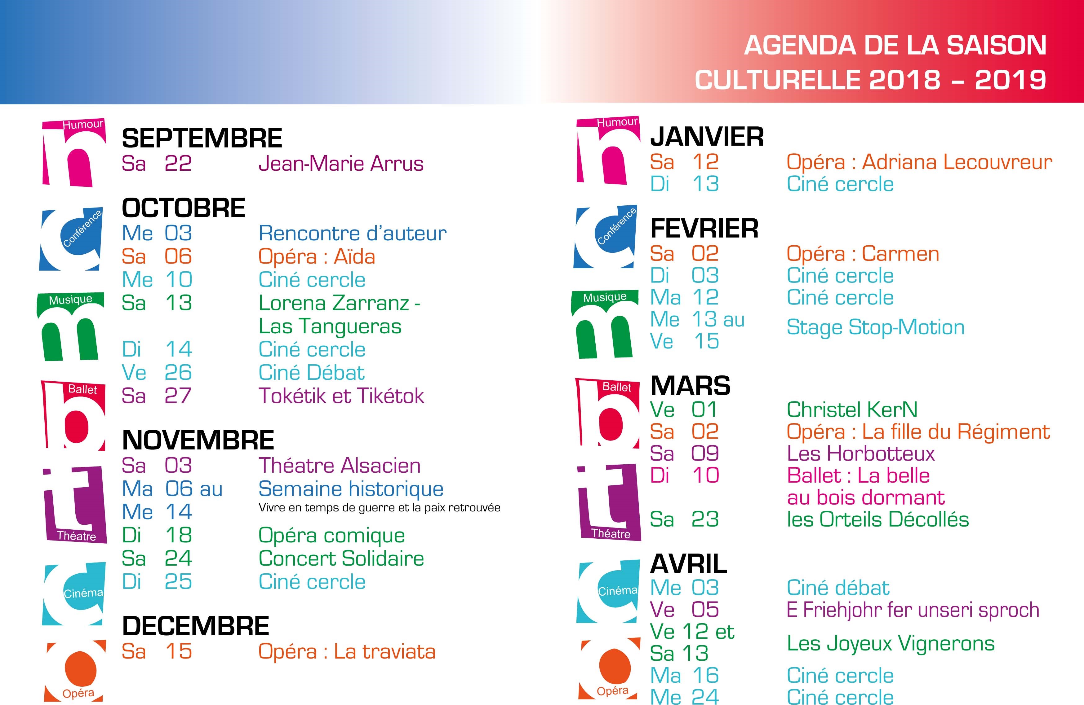 Sommaire 2018-2019 du Foyer Culturel